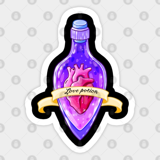 Love Potion Bottle with Anatomical Heart Pastel Sticker by Wanderer Bat